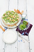 Iced buttermilk and kiwi layer cake
