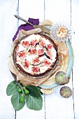 A fig cake with Cointreau and cream