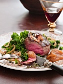 Venison with Quince and greens