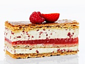 A puff pastry slice with berry cream