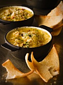 Potted crab (crab in butter, England) with melba toast