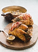 Roast pheasant with bacon