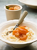 Rice pudding with apricots