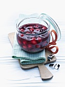 Cherry compote in a glass