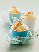 Amaretto ice cream in paper cups