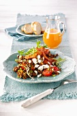 Lentil salad with bacon and goat's cheese