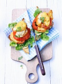 Toast with tomato and chicken breast