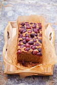 Grape cake on grease-proof paper