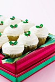 Christmas cupcakes in a gift box
