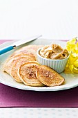 Pikelets with peanut butter