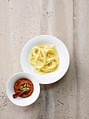 Spaghetti with pesto rosso