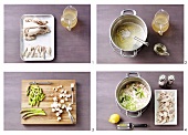 Hühnerragout mit Spargel und Champignons zubereiten