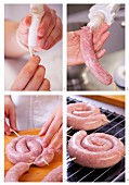 Sausages being made at home