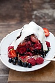 Champagne-berry jelly with creme fraiche