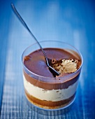 Layered chocolate mousse with caramel