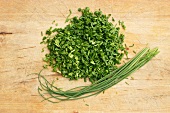 Fresh chives, whole and chopped