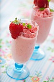 Strawberry milkshakes with strawberry ice cream
