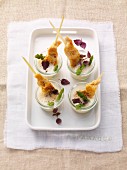 Asparagus soup with a chicken skewer