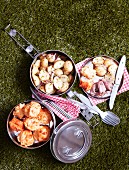 Potato salad with roast beef, and cheddar and horseradish muffins for a picnic