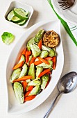 Roasted Brussels Sprouts and Carrots with Lime