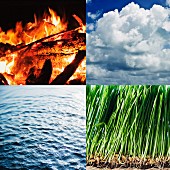 Composition of the four elements; fire, air, water, earth