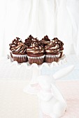 Chocolate muffins with chocolate ganache for Easter celebrations