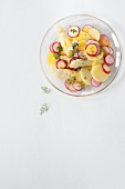 Potato salad with radishes (view from above)