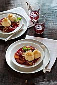 Stewed plums with quark dumplings