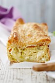 Puff pastry slice with leek filling