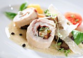 Chicken roulade with mushrooms and parmesan