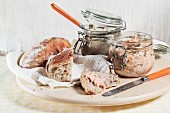 Home-made pork rillettes, served with bread