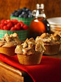 French Toast muffins with berries and maple syrup