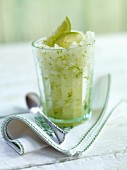 Lime granita in a glass