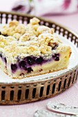 Blueberry crumble cake on a tray