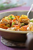 Pan-fried chicken with carrots