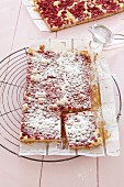 Redcurrant cake with icing sugar