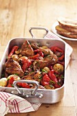 Roast Chicken - Potatoes, Red Peppers, Garlic, Spanish Onion, Parsley