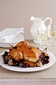 Roasted Chicken withCherries, Red Onions, Garlic, Thyme