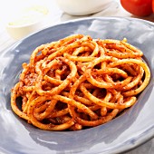 Spaghettoni with Marinara Sauce in a Bowl