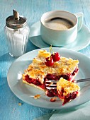 Tray-baked coconut cake with cherries