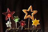 Star-shaped lollipops and pastries on sticks