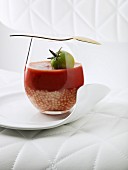 Pepper and tomato soup in a glass