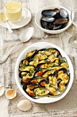 Baked mussels with curry sauce