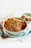 Apple and rhubarb crumble with coconut