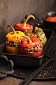 Peppers stuffed with minced meat and rice