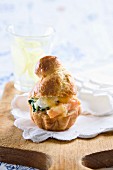 Brioche filled with salmon and cheese