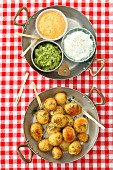 Baked potatoes with dips