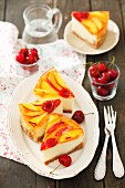 Cheese cake topped with fruit jelly