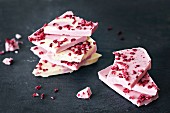White chocolate with dried strawberry pieces