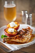Peach Glazed Chicken with Herbed Goat Cheese Stuffed Peaches